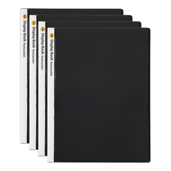 4PK Marbig 20-Page A4 Non-Refillable Display Book w/ Cover - Black