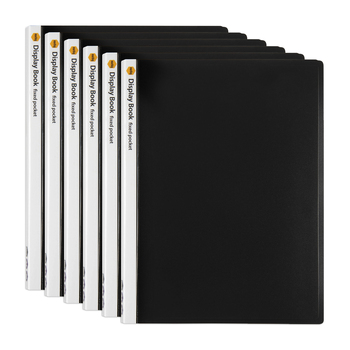 6PK Marbig 20 Fixed Pocket A4 Document Display Book - Black
