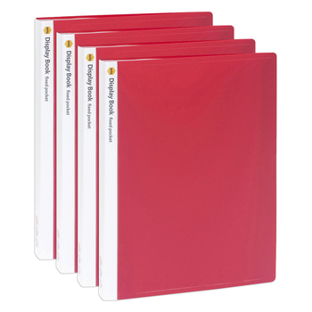 4PK Marbig 40-Pocket Non-Refillable Document Display Book - Red