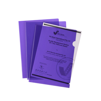 3PK 10pc Marbig PP Ultra Letter File A4 Document Folder - Purple