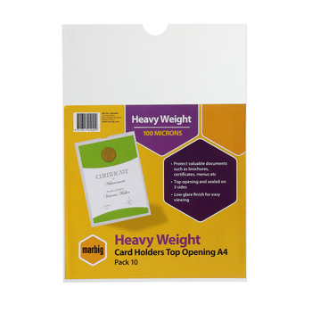 10pc Marbig PP A4 Card Holder Sheet Protectors - Clear
