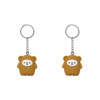 2x Fabelab Fabbie 4cm Bob Silicone Keychain Hanging Keyring Ochre