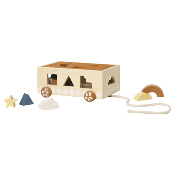 Fabelab 20cm Shape Sorter Kids/Children Wooden Pull Cart Learning Toy 1y+