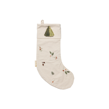 Fabelab Yule Greens Embroidery 52cm Christmas Stocking Decor - Natural