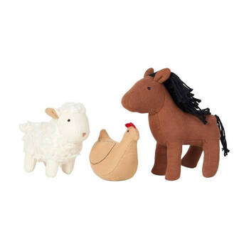 3pc Fabelab Pocket Friend Farm Animals Newborn Baby Stuffed Toy Set