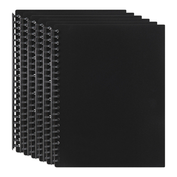 6PK Marbig 20-Pocket A4 Refillable Document Display Book - Black
