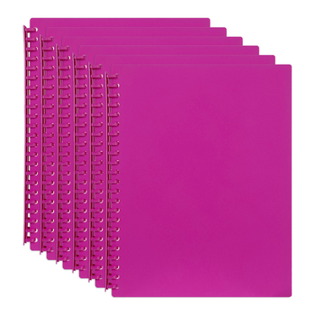 6PK Marbig 20-Pocket A4 Refillable Document Display Book - Pink