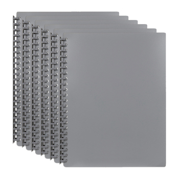 6PK Marbig 20-Pocket A4 Refillable Document Display Book - Grey