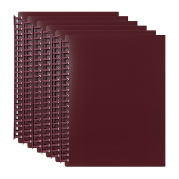 6PK Marbig 20-Pocket A4 Refillable Document Display Book - Maroon