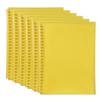 6PK Marbig 20-Pocket A4 Refillable Display Book - Translucent Yellow
