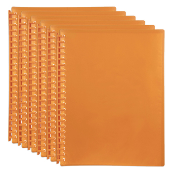 6PK Marbig 20-Pocket A4 Refillable Display Book - Translucent Orange