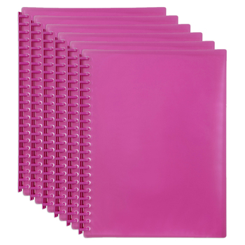 6PK Marbig 20-Pocket A4 Refillable Display Book - Translucent Pink