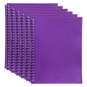 6PK Marbig 20-Pocket A4 Refillable Display Book - Translucent Purple
