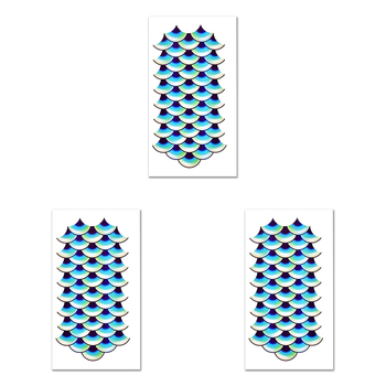 3PK Mermaid Scales Large Temporary Party Tattoo Kit 14+