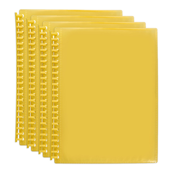 4PK Marbig 20-Pocket A4 Refillable Clearview Display Book - Translucent Yellow