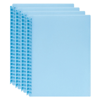 4PK Marbig 20-Pocket A4 Refillable Display Book w/Insert Cover - Blue