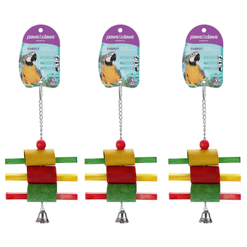 3x Paws & Claws 20x5cm Rainbow Stick Parrot Pet/Bird Toy
