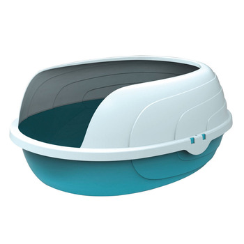 M-Pets Sherbin Oval Cat Litter Tray w/ Rim Aqua/White 49cm