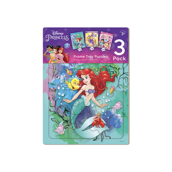 3pc Crown Disney Princess Frame Tray Kids/Children's Jigsaw Puzzle Set 3y+