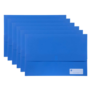 6PK Marbig Footscalp Polypick Document Filing Wallet - Blue