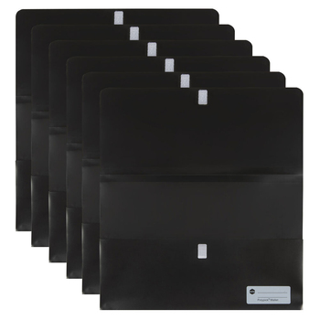 6PK Marbig Footscalp Polypick Document Filing Wallet - Black