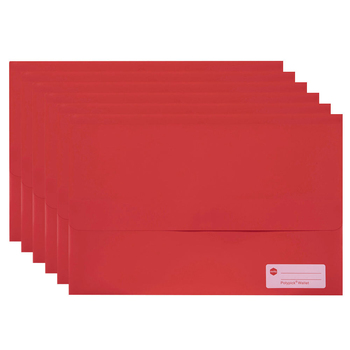 6PK Marbig Footscalp Polypick Document Filing Wallet - Red
