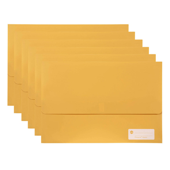 6PK Marbig Footscalp Polypick Document Filing Wallet - Yellow