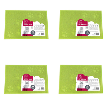 4x M-Pets Footprint Cat/Kitten Pet Litter Mat/Rug - Green