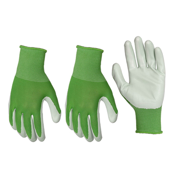 3x Pairs Soft Polyester Gardening Gloves Green Pastel Size Large