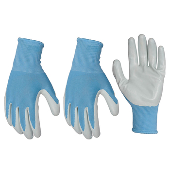 3x Pairs Soft Polyester Gardening Gloves Blue Pastel Size Medium