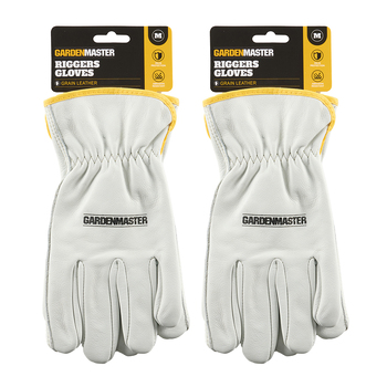 2x Pairs Gardenmaster Leather Abrasion Resistant Riggers Gloves Medium