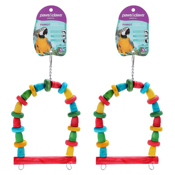 2x Paws & Claws 22x18cm Rainbow Swing Parrot Pet/Bird Toy