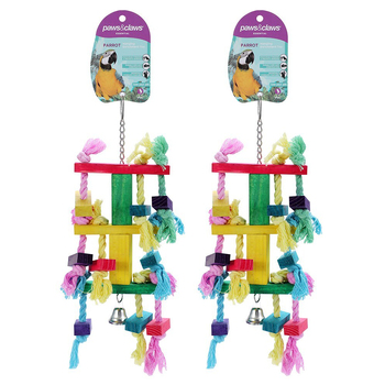 2x Paws & Claws 30x12cm Rope Tassle Parrot Pet/Bird Toy