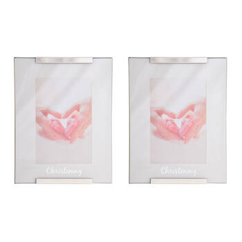 2PK Gibson Gifts Christening Photo Frame 4x6'' Decor - Silver