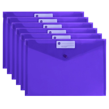 10PK Marbig Transparent Doculope A4 Paper Wallet/Sleeve Purple