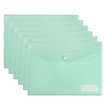 10PK Marbig Transparent Doculope A4 Paper Wallet/Sleeve Pastel Green