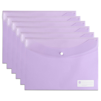10PK Marbig Transparent Doculope A4 Paper Wallet/Sleeve Pastel Purple