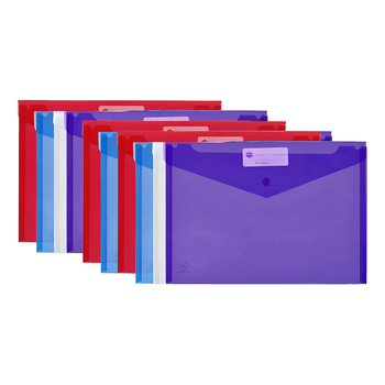 10PK Marbig Transparent Doculope A4 Paper Wallet/Sleeve Assorted