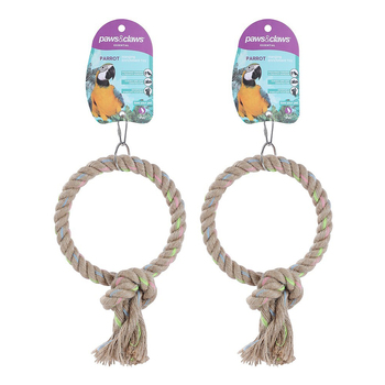 2x Paws & Claws 16cm Jute Ring Parrot Pet/Bird Toy Small