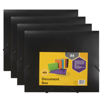 4PK Marbig A4 Sheet Document Box Storage Holder - Black