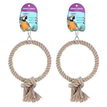 2x Paws & Claws 20cm Jute Ring Parrot Pet/Bird Toy Medium