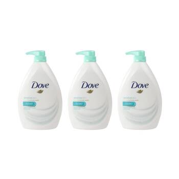 3PK Dove 1L Nourishing Body Wash For Sensitive Skin Pump Bottle Hydrating Care
