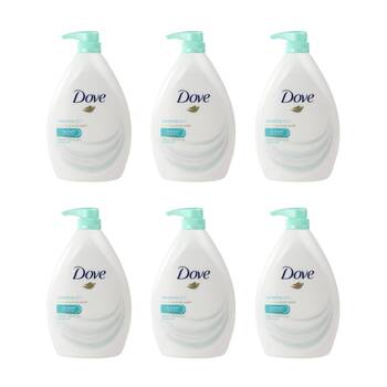 6PK Dove 1L Nourishing Body Wash For Sensitive Skin Pump Bottle Hydrating Care