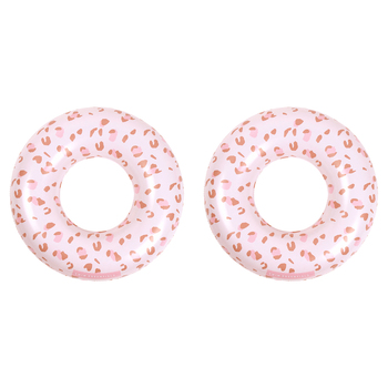 2PK Swim Essentials Kids Inflatable Swim Ring 90cm Old Pink Leopard 6y+