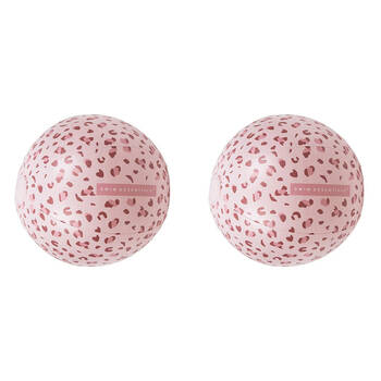2PK Swim Essentials Inflatable Beach Ball Swimming Pool Volleyball 51cm Pink Leopard