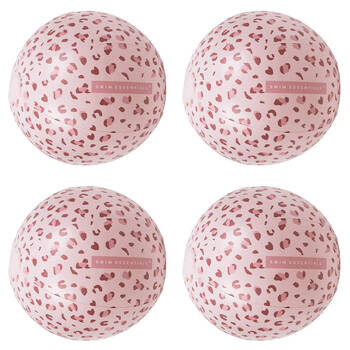 4PK Swim Essentials Inflatable Beach Ball Swimming Pool Volleyball 51cm Pink Leopard