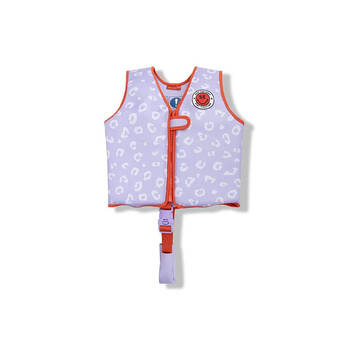 Swim Essentials Kids Life Jacket Swimming Vest Lilac Leopard Size 3- 6y