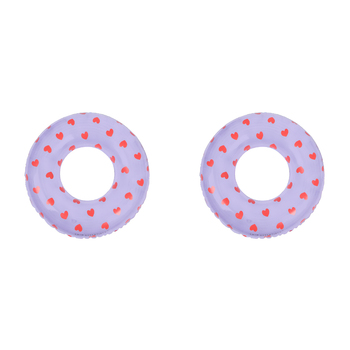 2PK Swim Essentials Kids Swim Ring 90cm Lilac Hearts 6y+