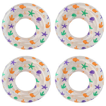 4PK Swim Essentials Kids Inflatable Swimming Ring Floater 55cm Marine Magic