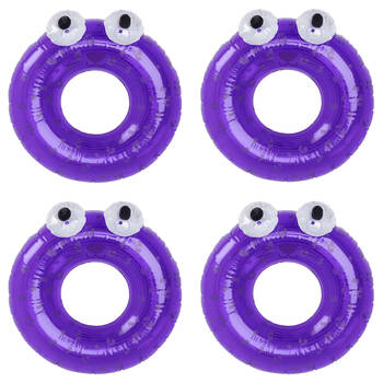 4PK Swim Essentials Kids Inflatable Swimming Ring Pool Floater 65cm Pink Leopard